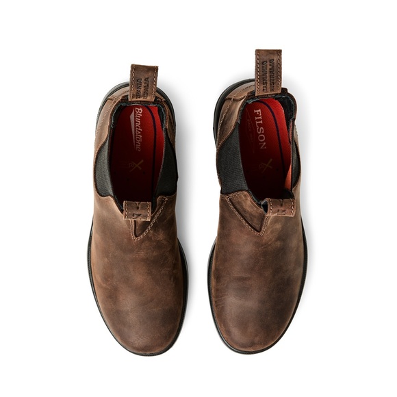 Filson Blundstone 2536 Mens 11.5 Teak Brown Chelsea Boot Waxed Leather NEW - Picture 3 of 5